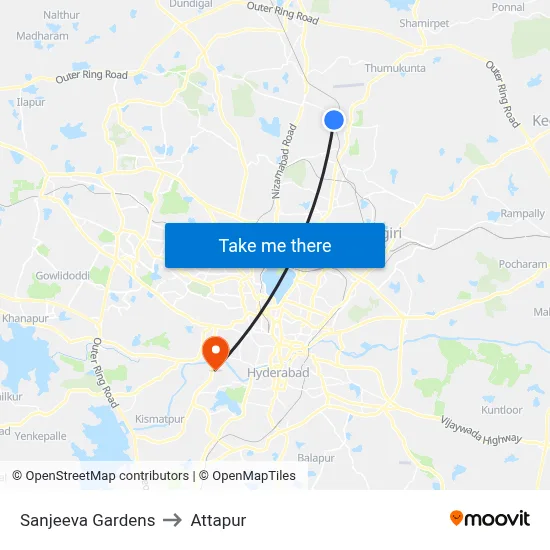 Sanjeeva Gardens to Attapur map