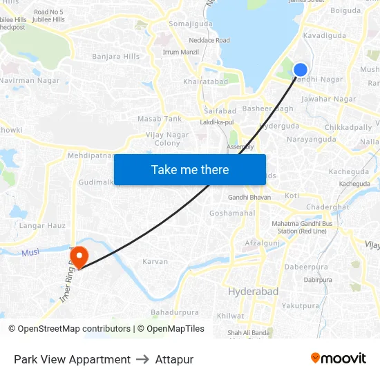 Park View Appartment to Attapur map