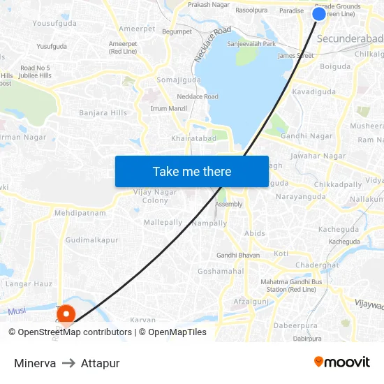 Minerva to Attapur map