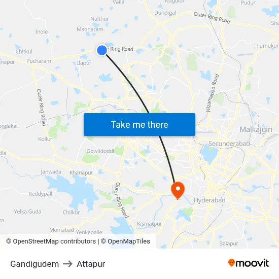Gandigudem to Attapur map