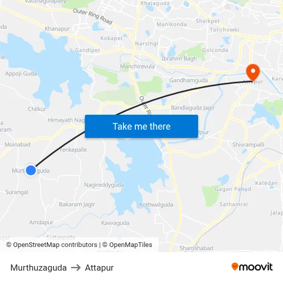 Murthuzaguda to Attapur map