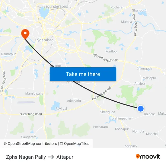 Zphs Nagan Pally to Attapur map