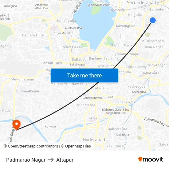 Padmarao Nagar to Attapur map