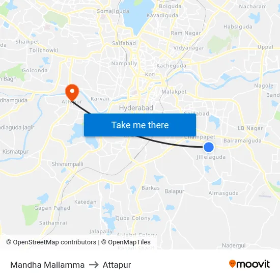 Mandha Mallamma to Attapur map