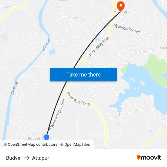 Budvel to Attapur map