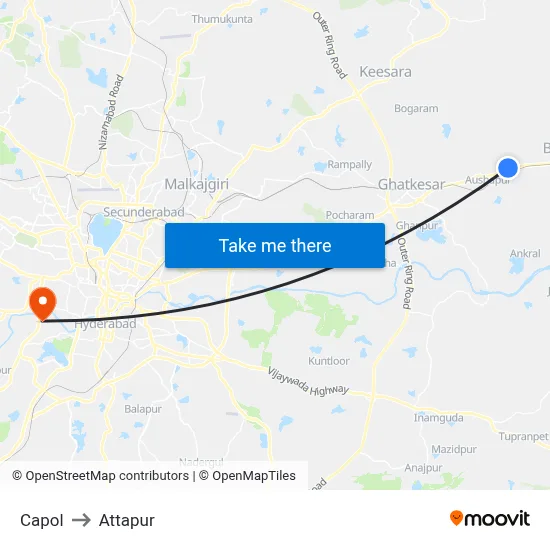 Capol to Attapur map