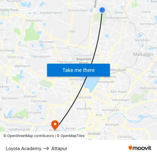 Loyola Academy to Attapur map