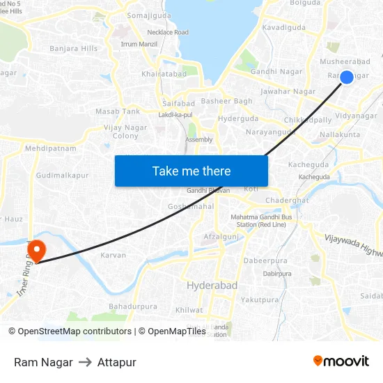 Ram Nagar to Attapur map