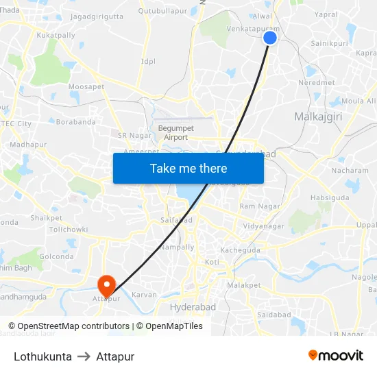 Lothukunta to Attapur map