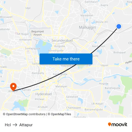 Hcl to Attapur map