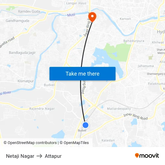 Netaji Nagar to Attapur map