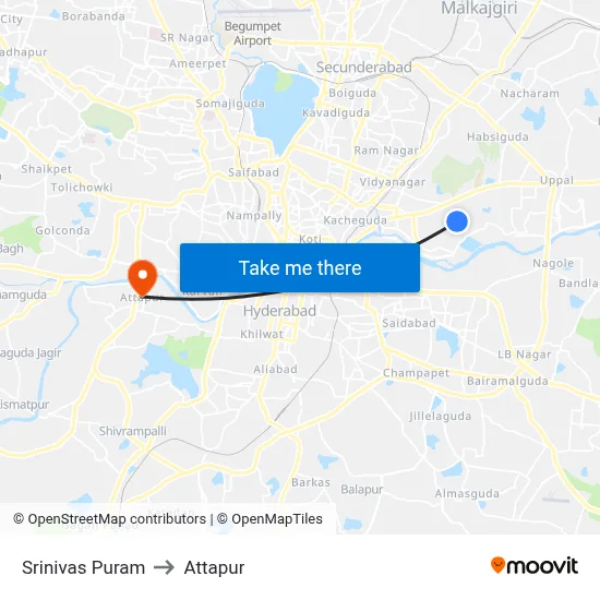 Srinivas Puram to Attapur map