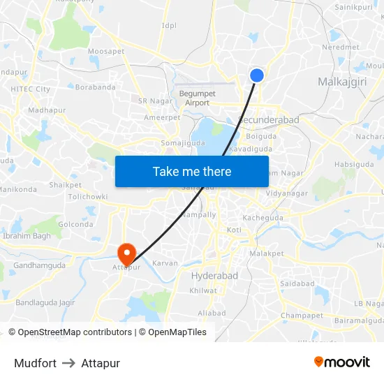 Mudfort to Attapur map