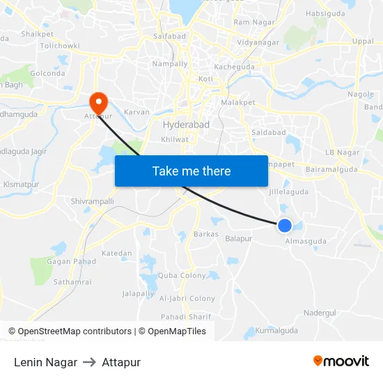 Lenin Nagar to Attapur map