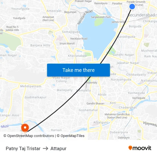 Patny Taj Tristar to Attapur map