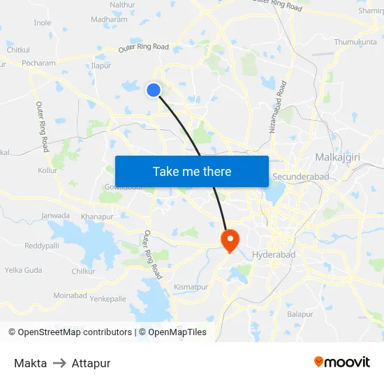 Makta to Attapur map