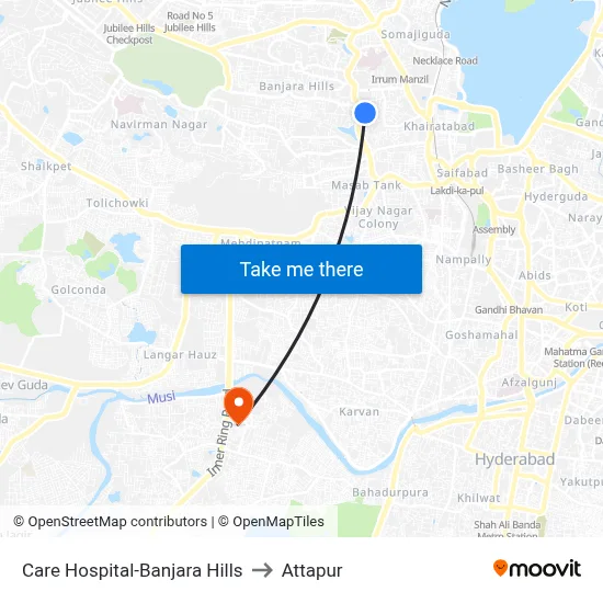 Care Hospital-Banjara Hills to Attapur map
