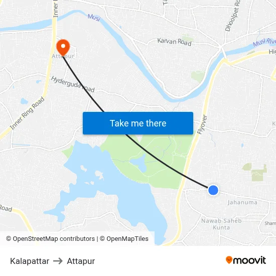 Kalapattar to Attapur map