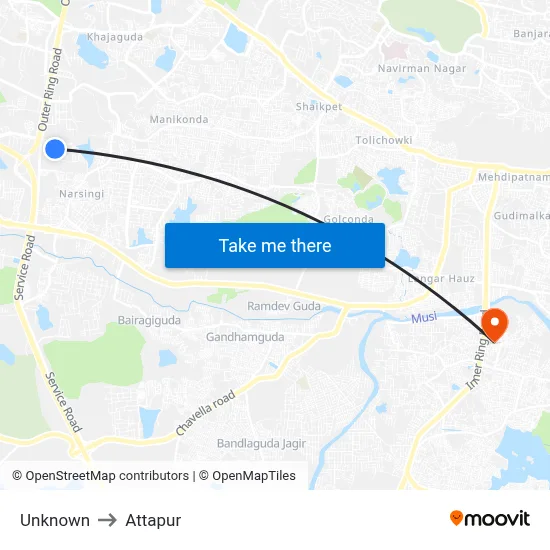 Unknown to Attapur map
