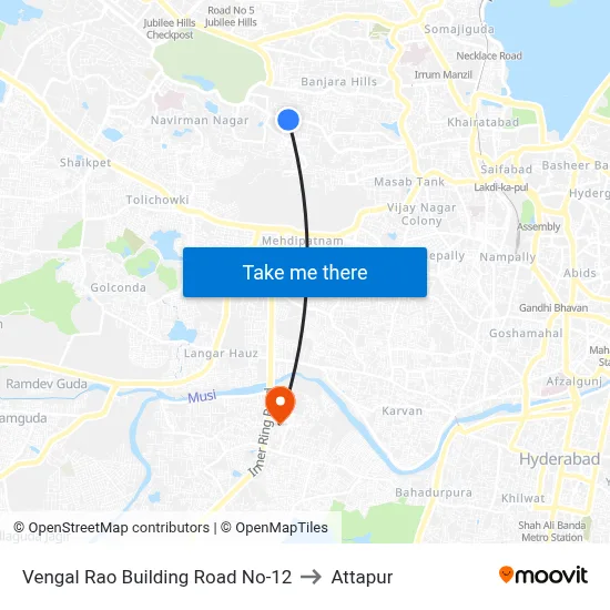 Vengal Rao Building Road No-12 to Attapur map
