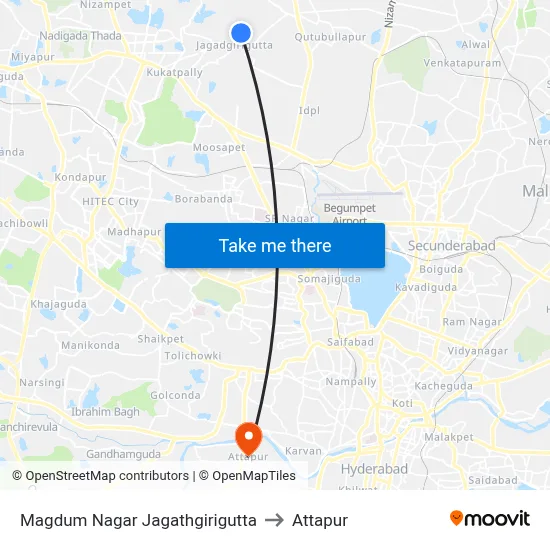 Magdum Nagar Jagathgirigutta to Attapur map