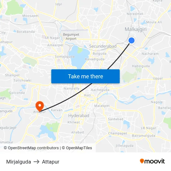 Mirjalguda to Attapur map