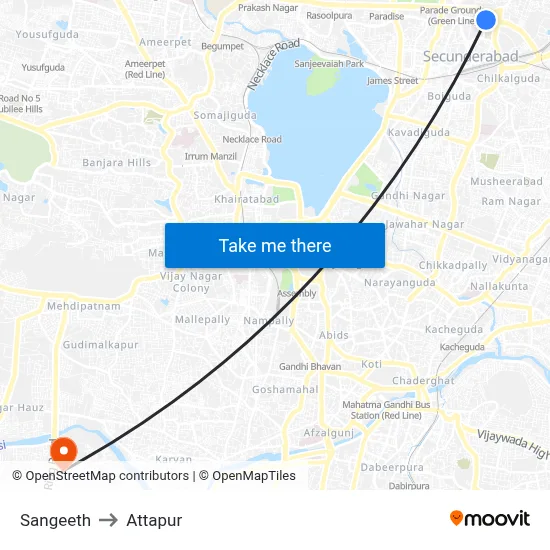 Sangeeth to Attapur map