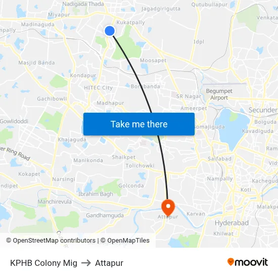 KPHB Colony Mig to Attapur map