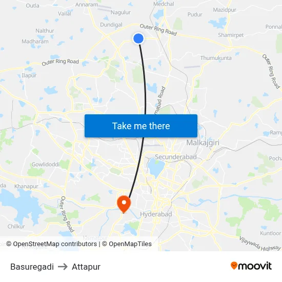 Basuregadi to Attapur map