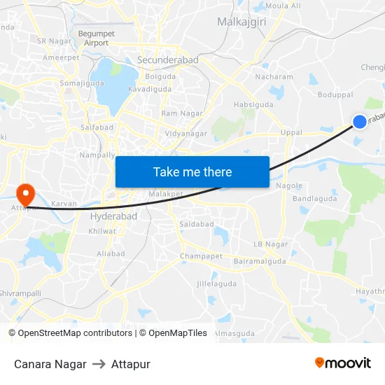 Canara Nagar to Attapur map