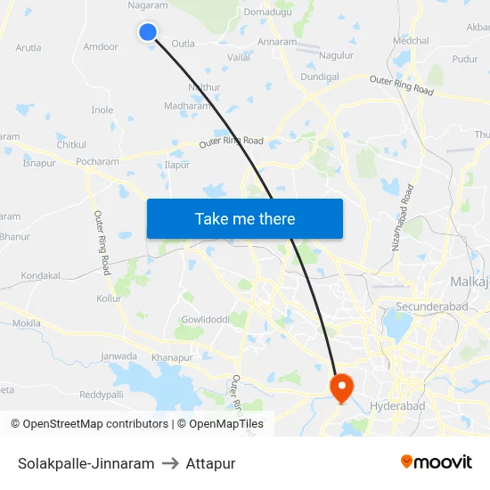 Solakpalle-Jinnaram to Attapur map