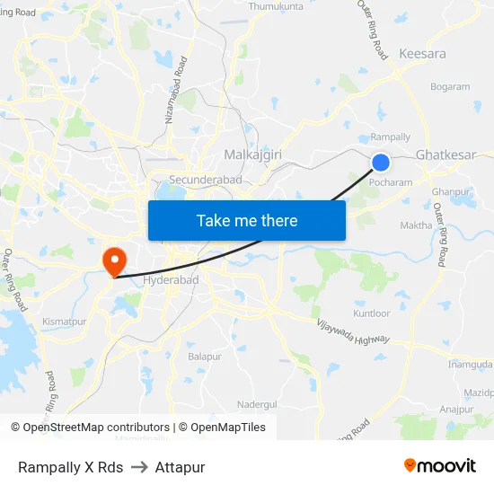 Rampally X Rds to Attapur map