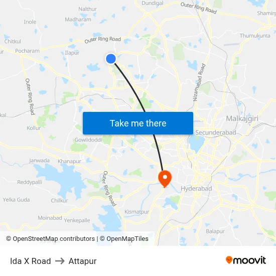 Ida X Road to Attapur map