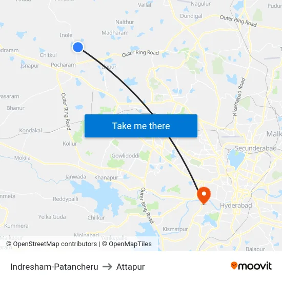 Indresham-Patancheru to Attapur map