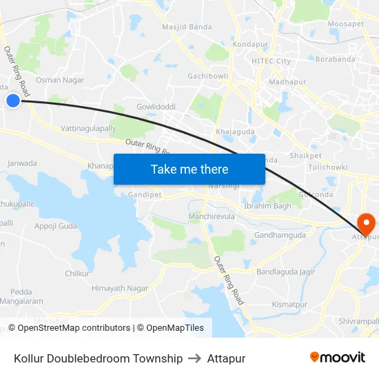 Kollur Doublebedroom Township to Attapur map