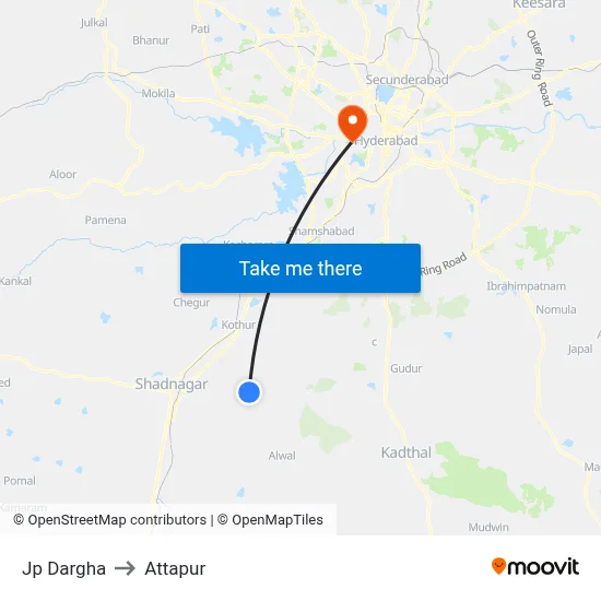 Jp Dargha to Attapur map