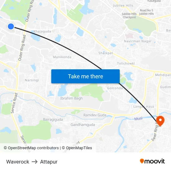 Waverock to Attapur map