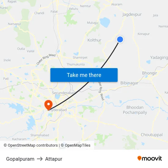 Gopalpuram to Attapur map