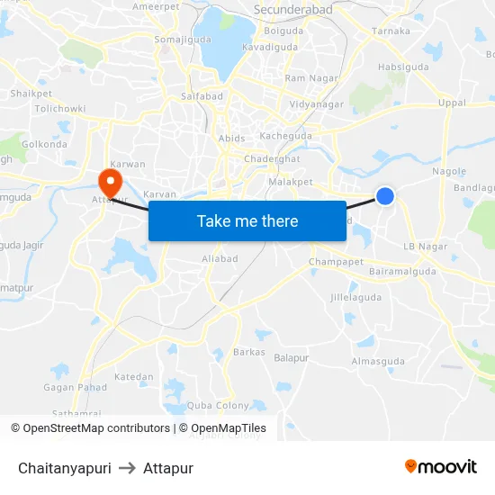 Chaitanyapuri to Attapur map