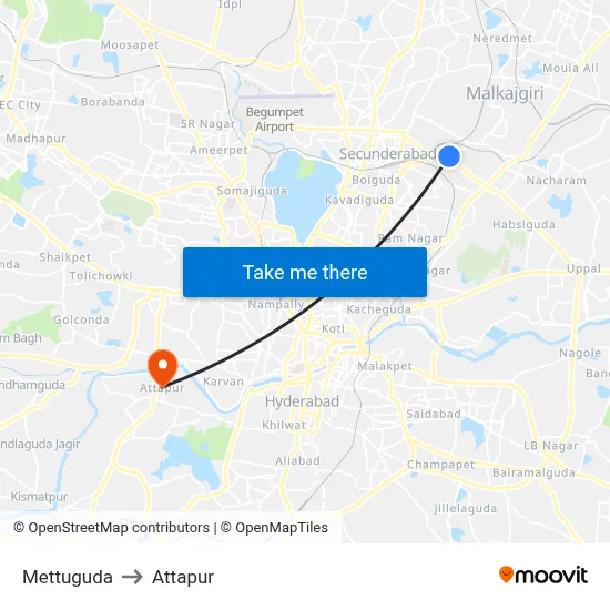 Mettuguda to Attapur map