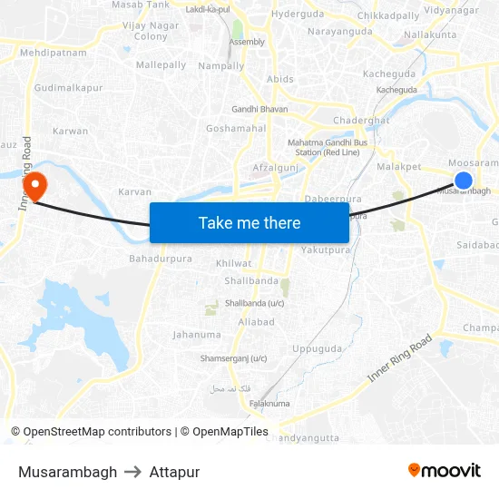 Musarambagh to Attapur map