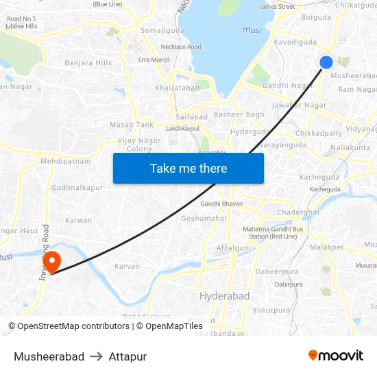 Musheerabad to Attapur map