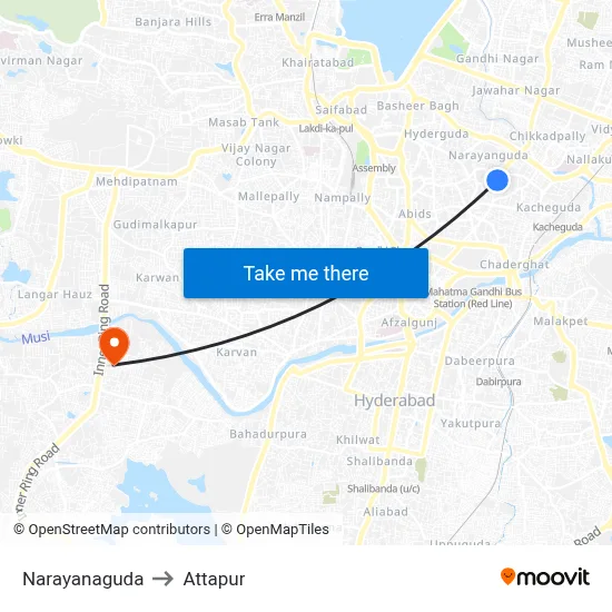 Narayanaguda to Attapur map