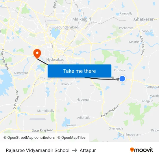 Rajasree Vidyamandir School to Attapur map