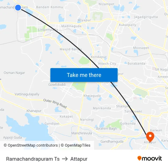 Ramachandrapuram Ts to Attapur map