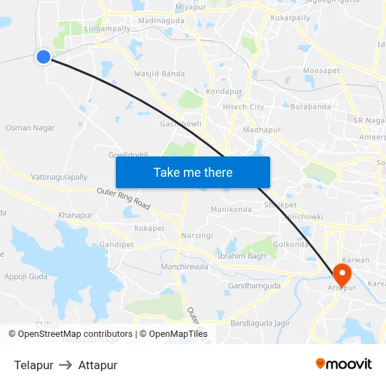 Telapur to Attapur map