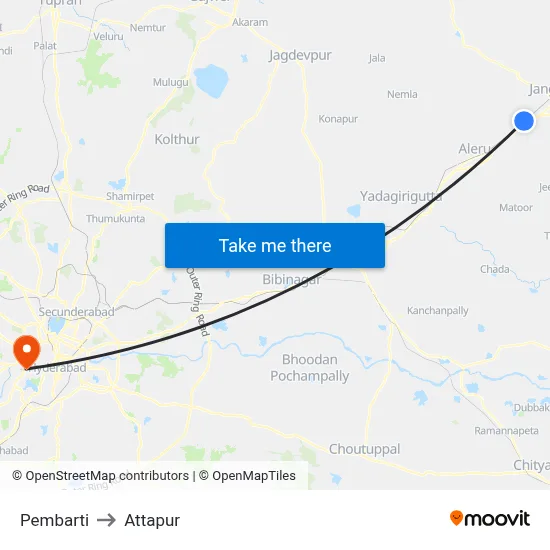 Pembarti to Attapur map