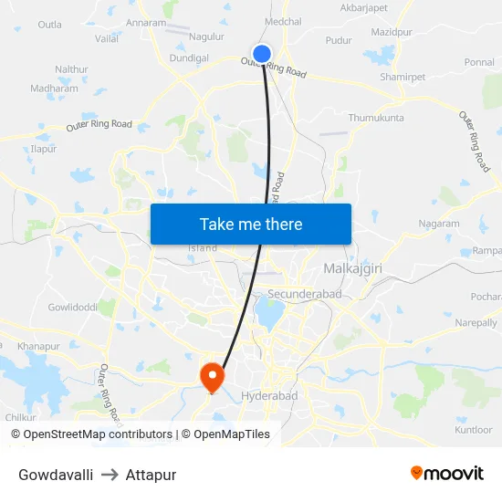 Gowdavalli to Attapur map