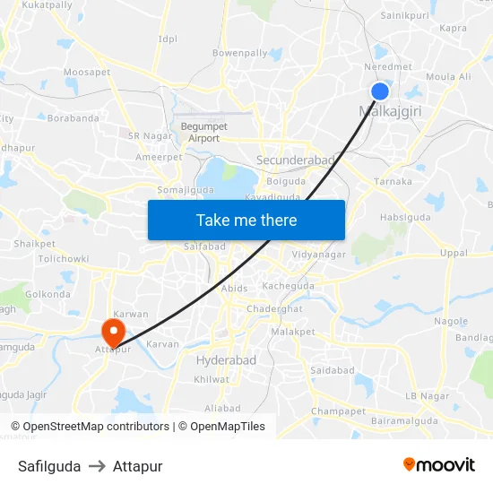 Safilguda to Attapur map