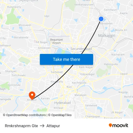 Rmkrshnaprm Gte to Attapur map